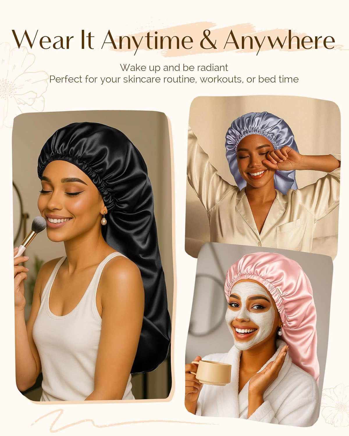 Long Bonnet Braid Bonnets for Sleeping Satin Bonnet Silk Bonnet Hair Braid Bonnet for Sleeping Bonnets for Black Women